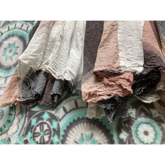 Sundance Boho Long Layered Peasant Skirt Lagenlook Women XS Pink Gray Plaid - Picture 12 of 13